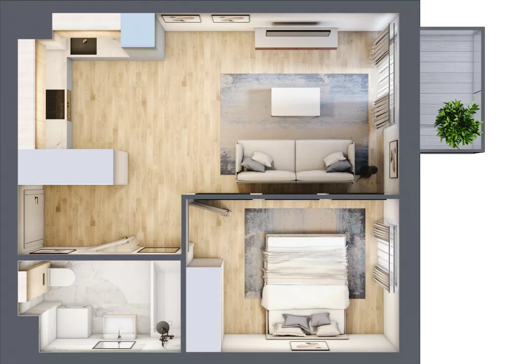 2 pokoje, mieszkanie 39,00 m², piętro 1, oferta nr KR8/B/1/6, Apartamenty Krakowska 8, Wrocław, Przedmieście Oławskie, Krzyki, ul. Krakowska