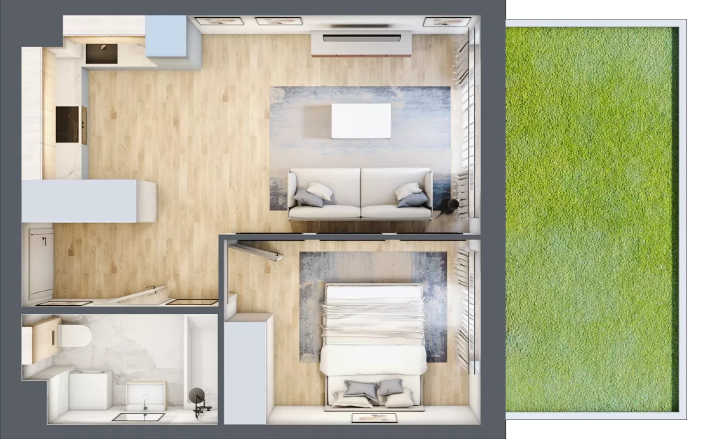 2 pokoje, mieszkanie 39,00 m², parter, oferta nr KR8/B/0/5, Apartamenty Krakowska 8, Wrocław, Przedmieście Oławskie, Krzyki, ul. Krakowska