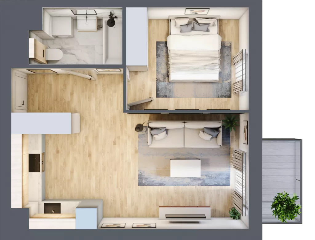 2 pokoje, mieszkanie 40,08 m², piętro 4, oferta nr KR8/C/4/8, Apartamenty Krakowska 8, Wrocław, Przedmieście Oławskie, Krzyki, ul. Krakowska