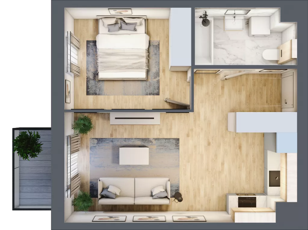 2 pokoje, mieszkanie 40,56 m², piętro 5, oferta nr KR8/C/5/3, Apartamenty Krakowska 8, Wrocław, Przedmieście Oławskie, Krzyki, ul. Krakowska