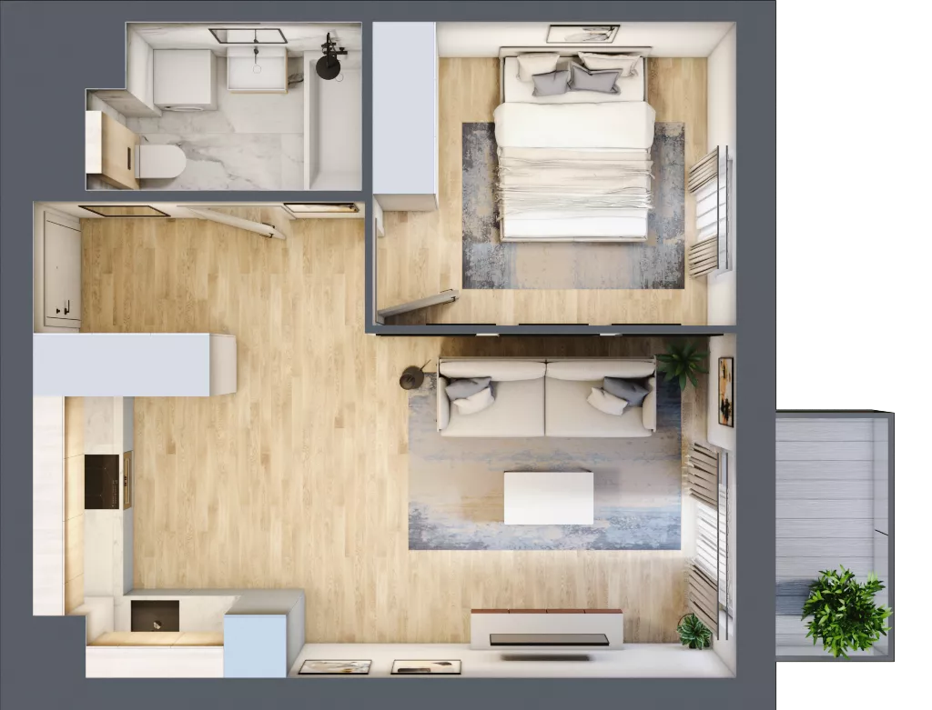 2 pokoje, mieszkanie 40,08 m², piętro 3, oferta nr KR8/C/3/8, Apartamenty Krakowska 8, Wrocław, Przedmieście Oławskie, Krzyki, ul. Krakowska