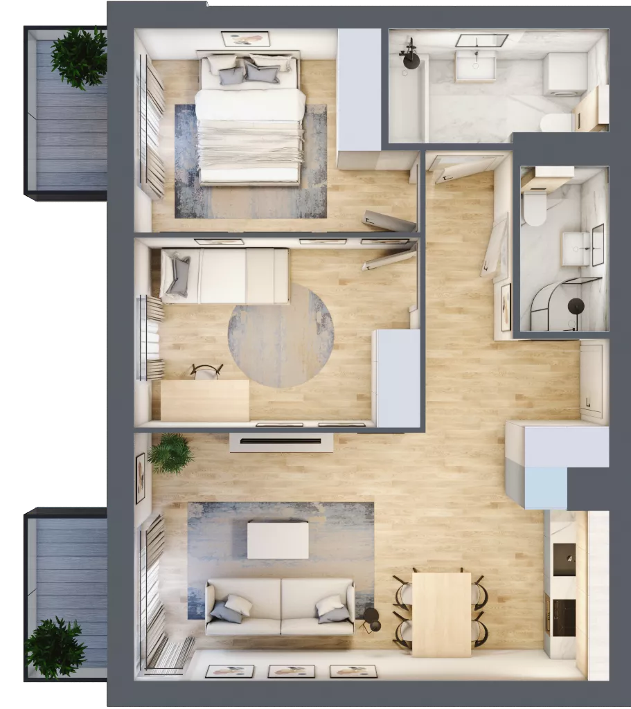 3 pokoje, mieszkanie 59,51 m², piętro 1, oferta nr KR8/D/1/7, Apartamenty Krakowska 8, Wrocław, Przedmieście Oławskie, Krzyki, ul. Krakowska