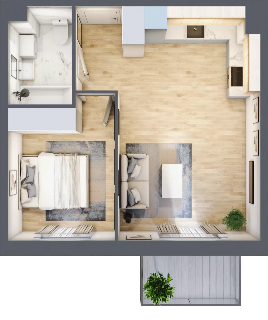 2 pokoje, mieszkanie 40,46 m², piętro 5, oferta nr PPO/M/B/5/7, Port Popowice IVa, Wrocław, Pilczyce-Kozanów-Popowice Północne, Popowice, ul. Białowieska