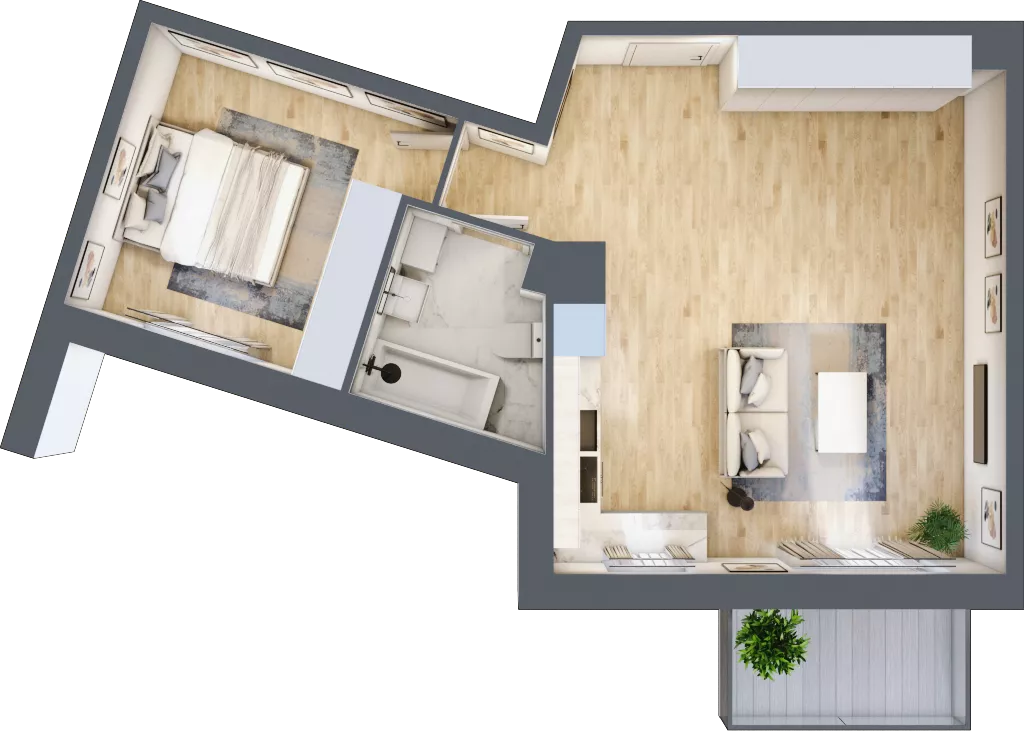 2 pokoje, mieszkanie 49,24 m², piętro 2, oferta nr PPO/M/B/2/8, Port Popowice IVa, Wrocław, Pilczyce-Kozanów-Popowice Północne, Popowice, ul. Białowieska