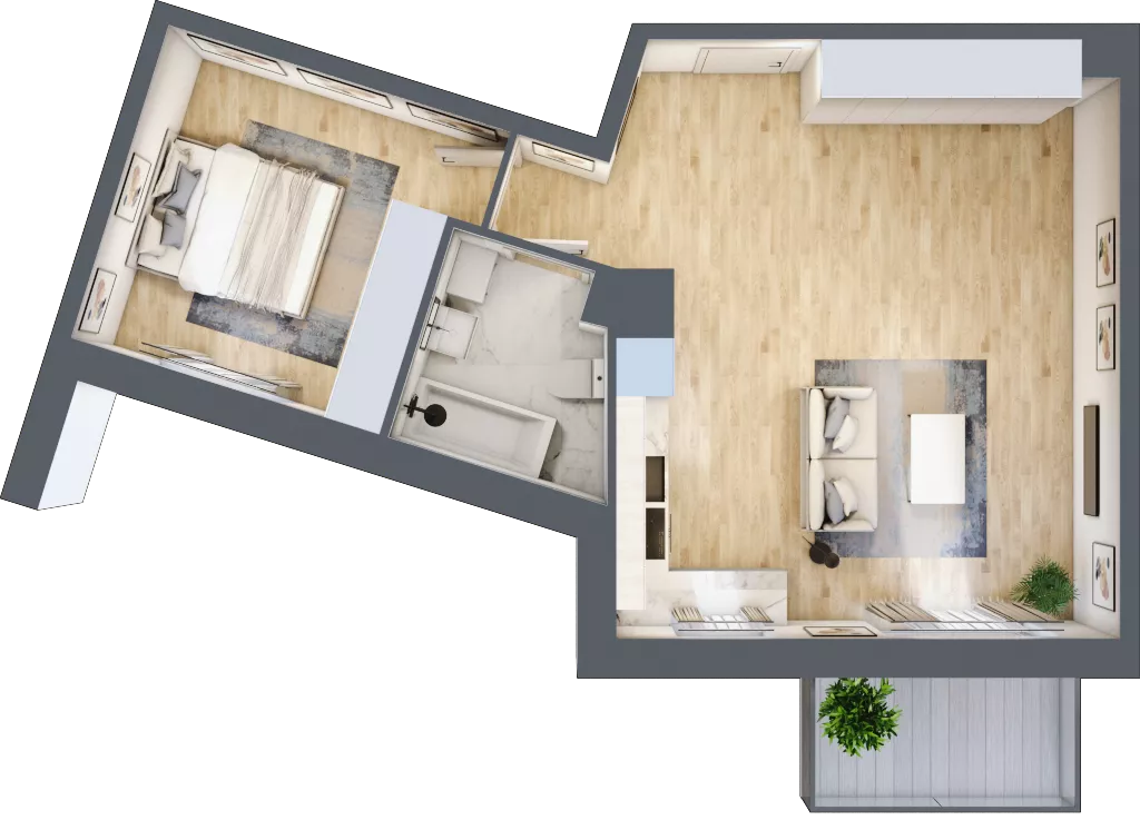 2 pokoje, mieszkanie 49,24 m², piętro 4, oferta nr PPO/M/B/4/8, Port Popowice IVa, Wrocław, Pilczyce-Kozanów-Popowice Północne, Popowice, ul. Białowieska