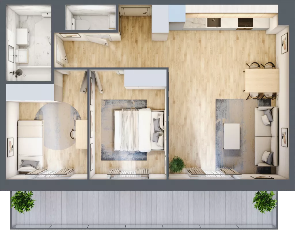 3 pokoje, mieszkanie 60,82 m², piętro 1, oferta nr PPO/M/C/1/3, Port Popowice IVa, Wrocław, Pilczyce-Kozanów-Popowice Północne, Popowice, ul. Białowieska