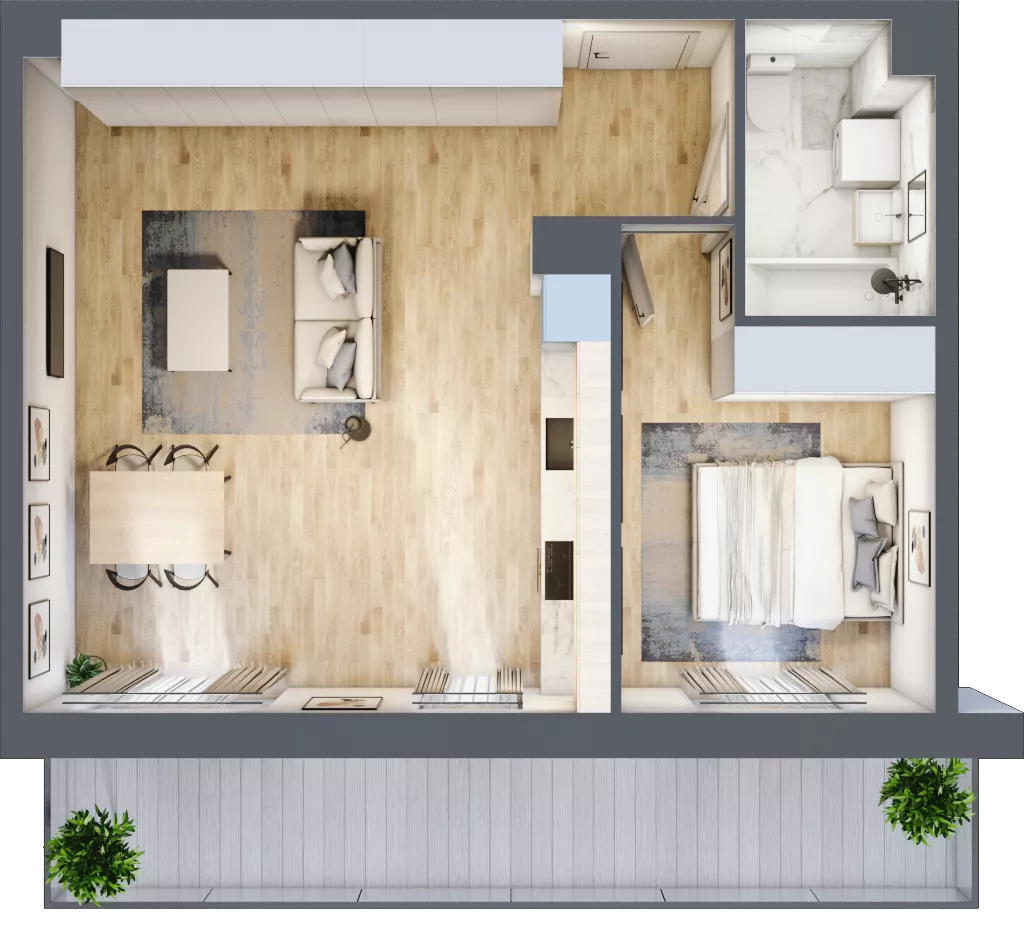 2 pokoje, mieszkanie 49,25 m², piętro 1, oferta nr PPO/P/A/1/12, Port Popowice IVa, Wrocław, Pilczyce-Kozanów-Popowice Północne, Popowice, ul. Białowieska