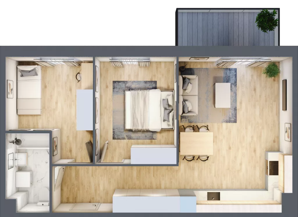 3 pokoje, mieszkanie 59,40 m², piętro 5, oferta nr PPO/P/A/5/6, Port Popowice IVa, Wrocław, Pilczyce-Kozanów-Popowice Północne, Popowice, ul. Białowieska