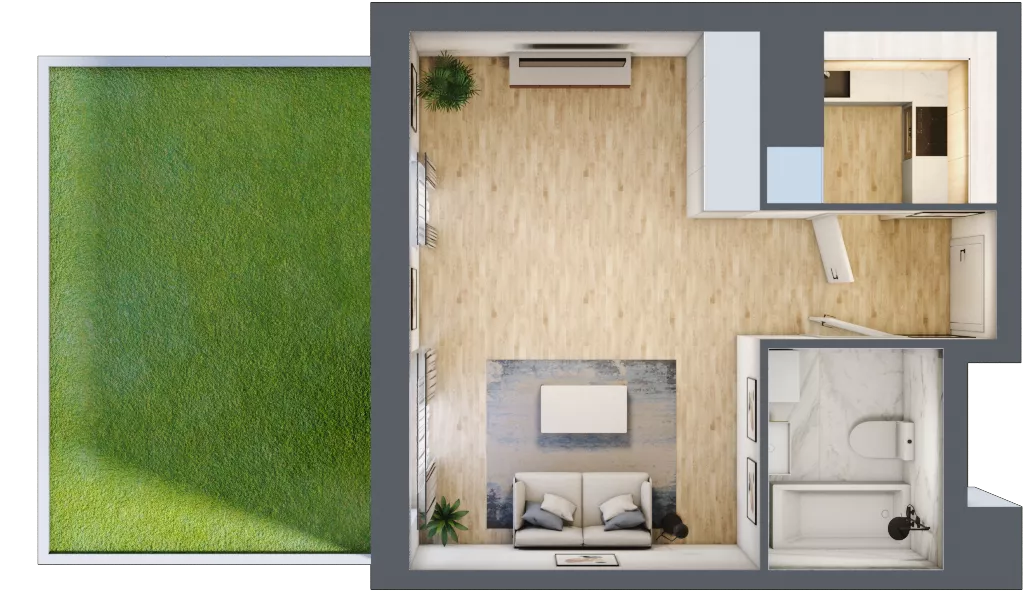 1 pokój, mieszkanie 33,37 m², parter, oferta nr MLAAB/C/0/10, Metro Life Apartamenty, Warszawa, Bemowo, Chrzanów, ul. Rayskiego