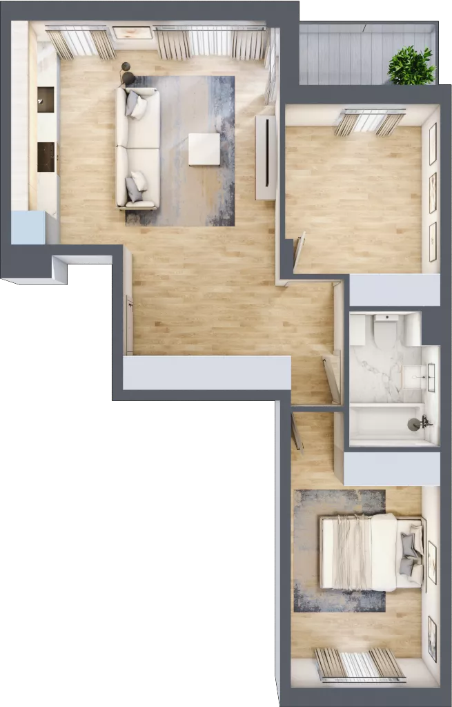 3 pokoje, mieszkanie 64,50 m², piętro 4, oferta nr RM/1B/H/4/1, Rytm Mokotowa 1B, Warszawa, Mokotów, Augustówka, ul. Antoniewska / Piramowicza