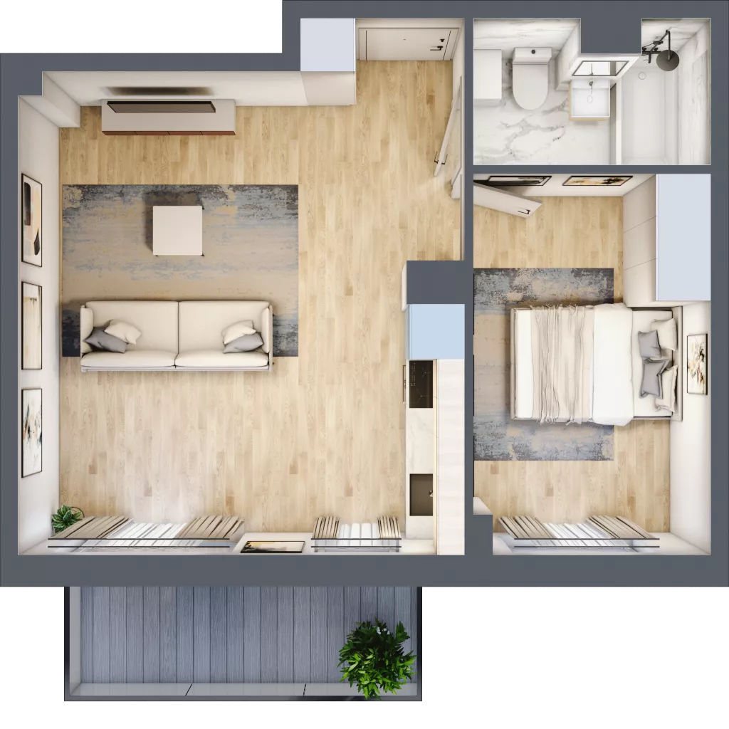 2 pokoje, mieszkanie 46,35 m², piętro 1, oferta nr RM/1B/H/1/3, Rytm Mokotowa 1B, Warszawa, Mokotów, Augustówka, ul. Antoniewska / Piramowicza