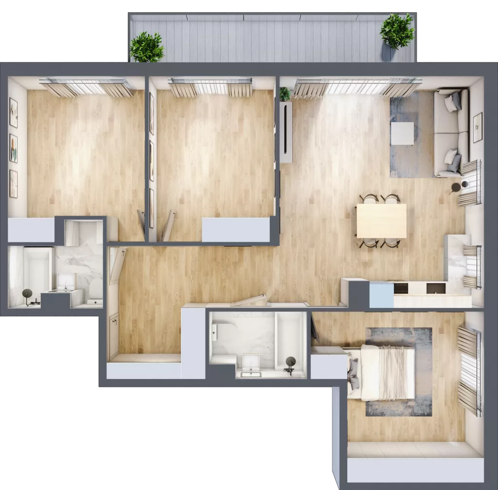 4 pokoje, mieszkanie 98,71 m², piętro 3, oferta nr RM/1B/J/3/7, Rytm Mokotowa 1B, Warszawa, Mokotów, Augustówka, ul. Antoniewska / Piramowicza