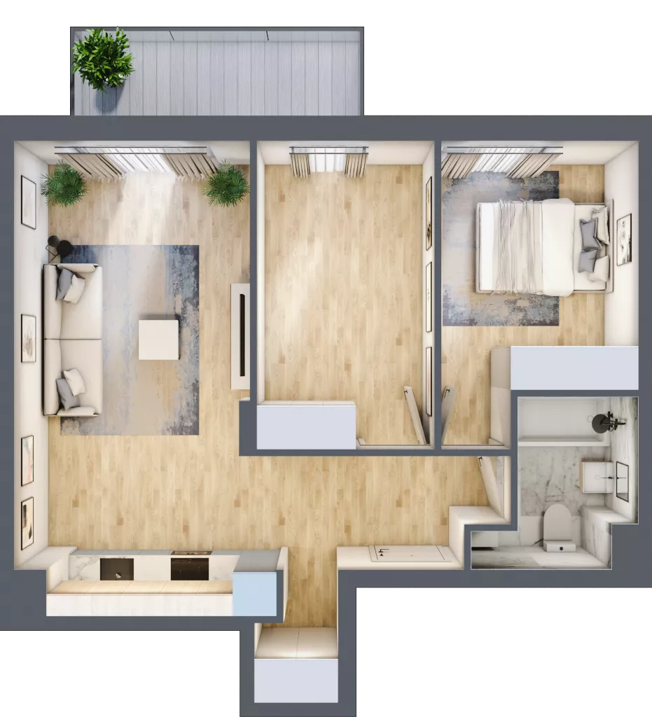 3 pokoje, mieszkanie 54,92 m², piętro 4, oferta nr RM/1B/L/4/2, Rytm Mokotowa 1B, Warszawa, Mokotów, Augustówka, ul. Antoniewska / Piramowicza