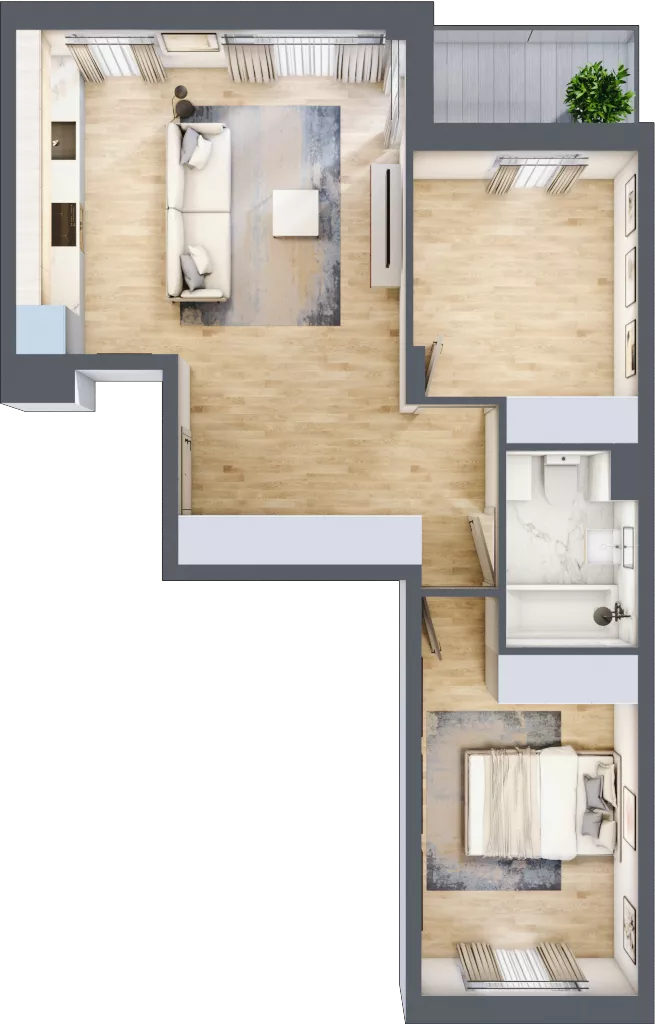 3 pokoje, mieszkanie 64,50 m², piętro 2, oferta nr RM/1B/H/2/1, Rytm Mokotowa 1B, Warszawa, Mokotów, Augustówka, ul. Antoniewska / Piramowicza