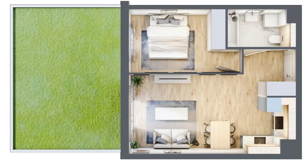 2 pokoje, mieszkanie 42,00 m², parter, oferta nr MC/I/B/0/9, Modern City etap I, Warszawa, Bemowo, Chrzanów, ul. Szeligowska