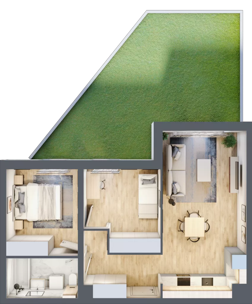 3 pokoje, mieszkanie 56,36 m², parter, oferta nr A.0.5, Linea, Gdańsk, Jasień, Morena, ul. Kiedrowskiego