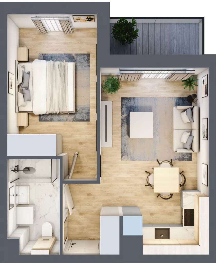 2 pokoje, mieszkanie 39,75 m², piętro 1, oferta nr D.1.5, Nowa Dąbrowa, Gdynia, Dąbrowa, ul. Rdestowa