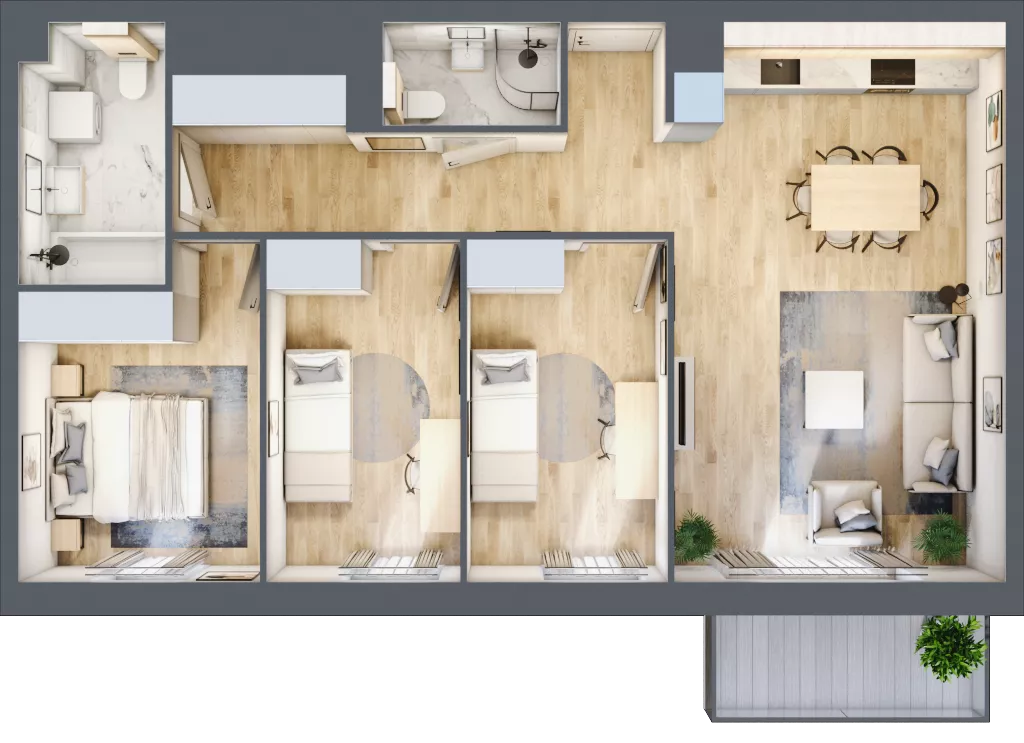 4 pokoje, mieszkanie 75,88 m², piętro 4, oferta nr D.4.12, Nowa Dąbrowa, Gdynia, Dąbrowa, ul. Rdestowa