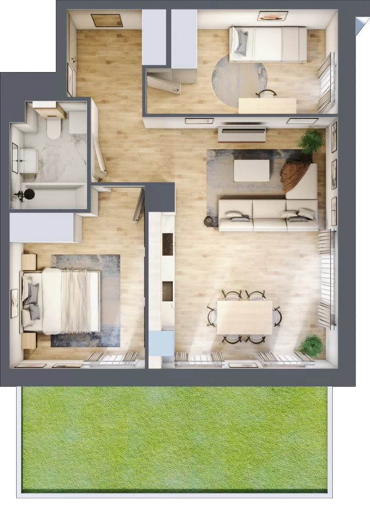 3 pokoje, mieszkanie 60,77 m², parter, oferta nr D.0.7, Nowa Dąbrowa, Gdynia, Dąbrowa, ul. Rdestowa