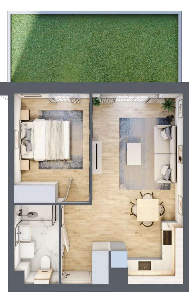 2 pokoje, mieszkanie 42,15 m², parter, oferta nr D.0.5, Nowa Dąbrowa, Gdynia, Dąbrowa, ul. Rdestowa