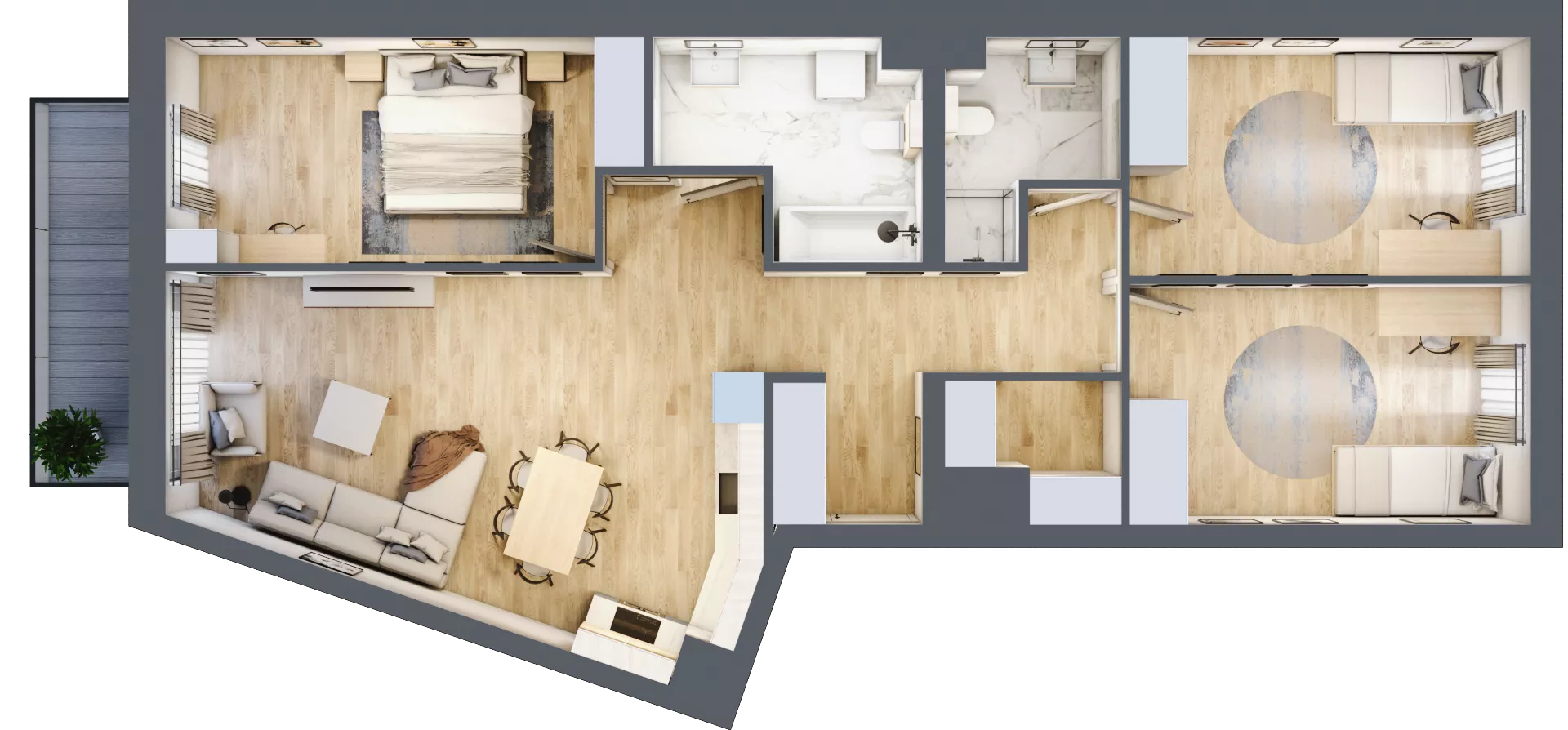 4 pokoje, mieszkanie 95,08 m², piętro 3, oferta nr D.3.3, Nowa Dąbrowa, Gdynia, Dąbrowa, ul. Rdestowa