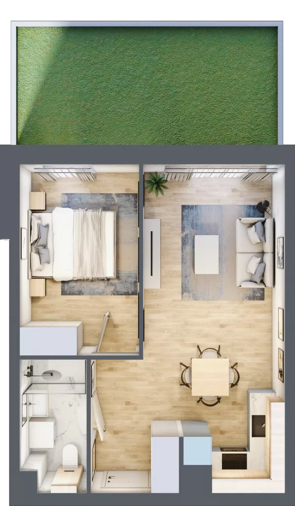 2 pokoje, mieszkanie 38,12 m², parter, oferta nr D.0.3, Nowa Dąbrowa, Gdynia, Dąbrowa, ul. Rdestowa