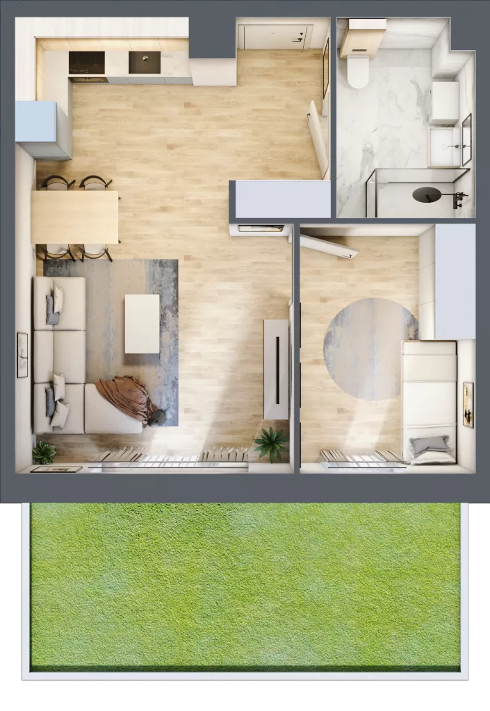 2 pokoje, mieszkanie 44,33 m², parter, oferta nr D.0.1, Nowa Dąbrowa, Gdynia, Dąbrowa, ul. Rdestowa