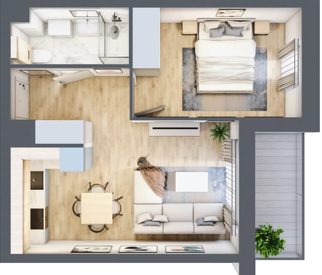 2 pokoje, mieszkanie 38,07 m², piętro 4, oferta nr E.4.2, Nowa Dąbrowa, Gdynia, Dąbrowa, ul. Rdestowa