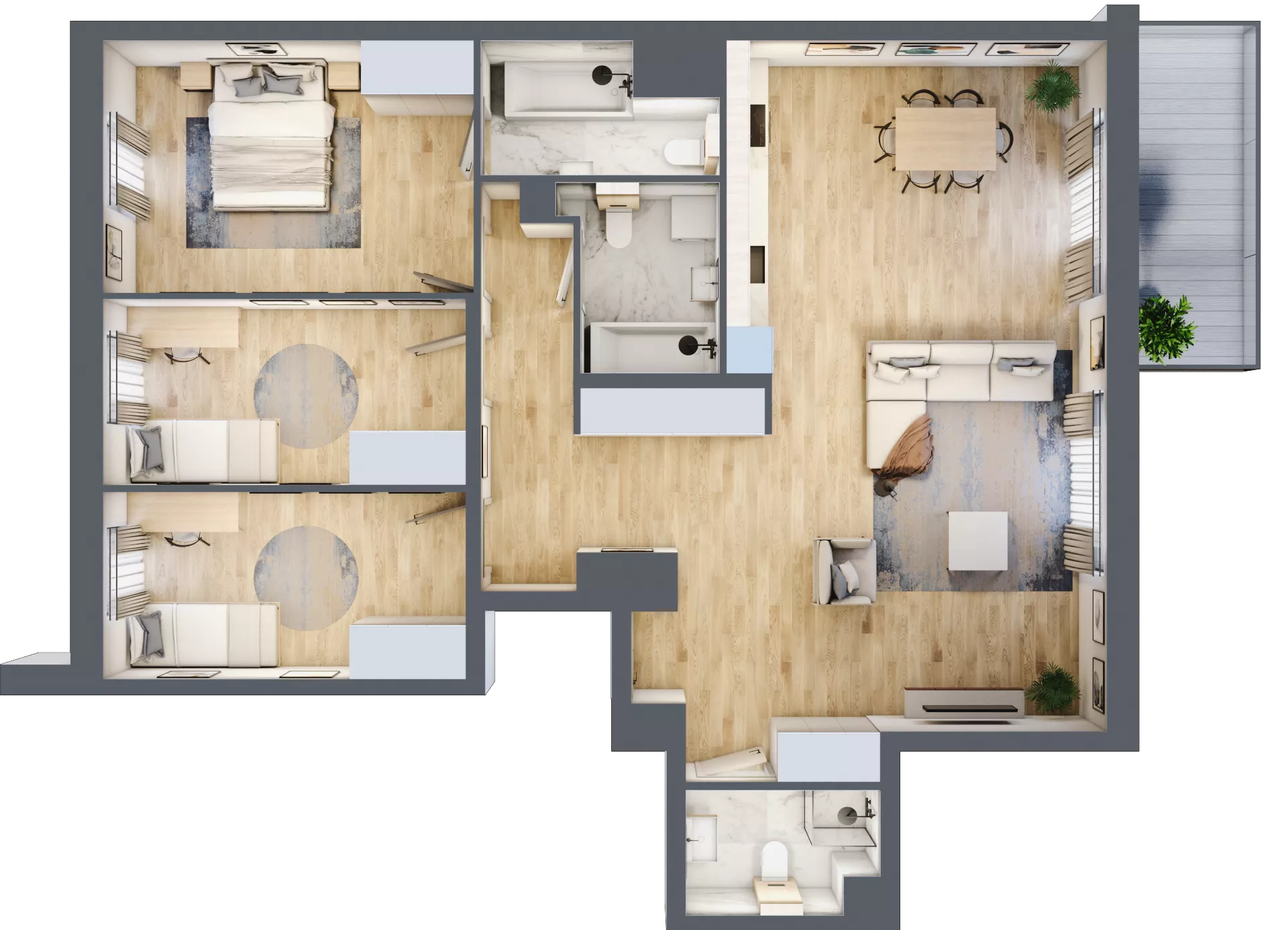 4 pokoje, mieszkanie 107,65 m², piętro 3, oferta nr E.3.7, Nowa Dąbrowa, Gdynia, Dąbrowa, ul. Rdestowa