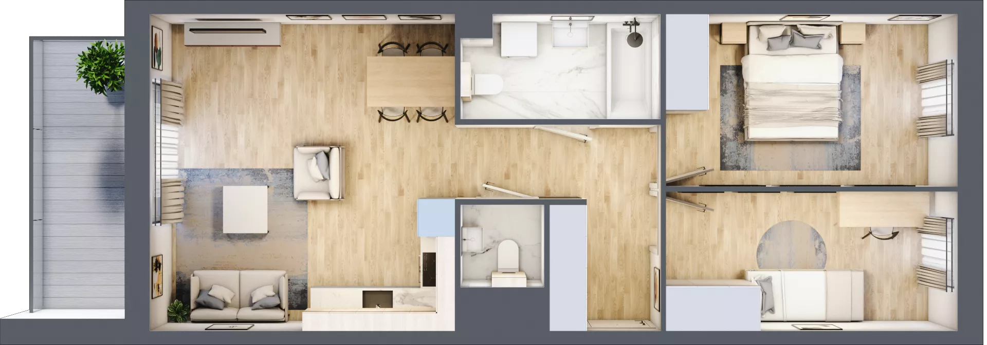 3 pokoje, mieszkanie 62,28 m², piętro 1, oferta nr E.1.10, Nowa Dąbrowa, Gdynia, Dąbrowa, ul. Rdestowa