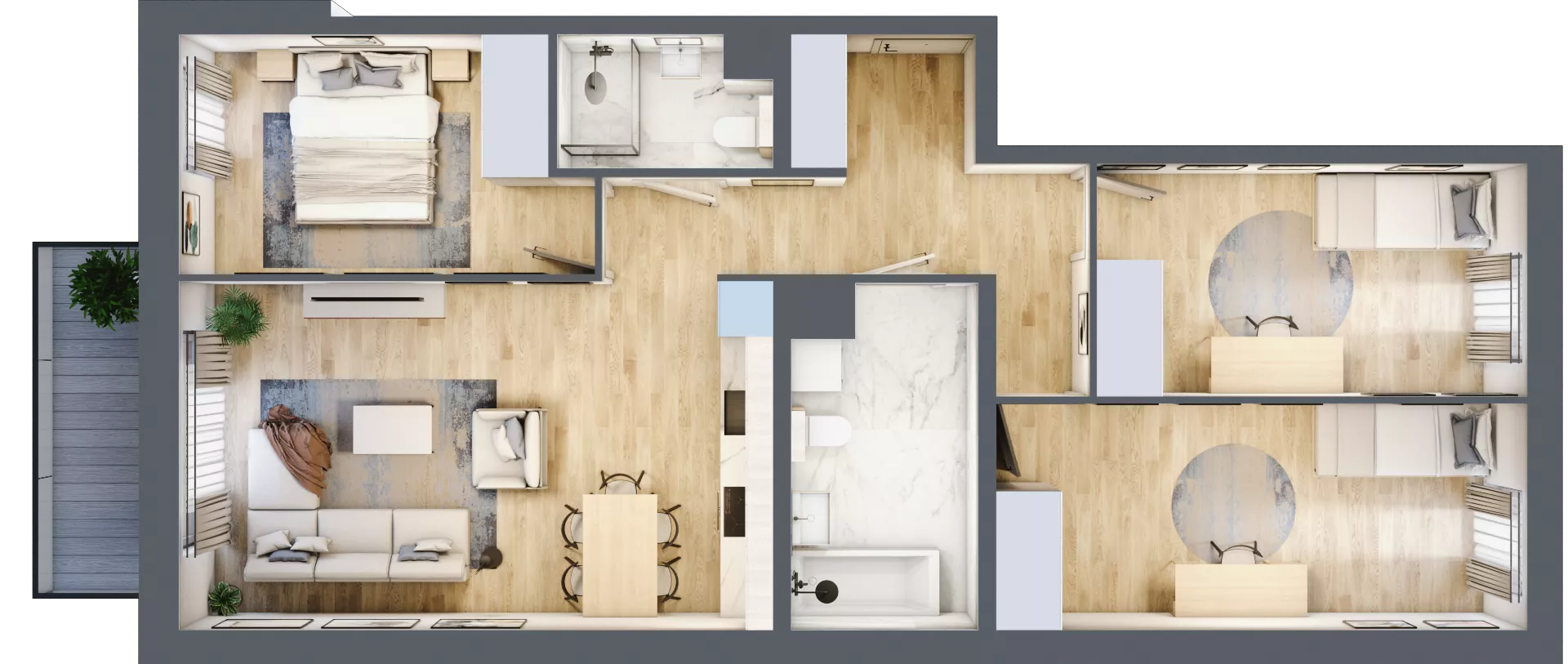 4 pokoje, mieszkanie 81,43 m², piętro 3, oferta nr E.3.3, Nowa Dąbrowa, Gdynia, Dąbrowa, ul. Rdestowa