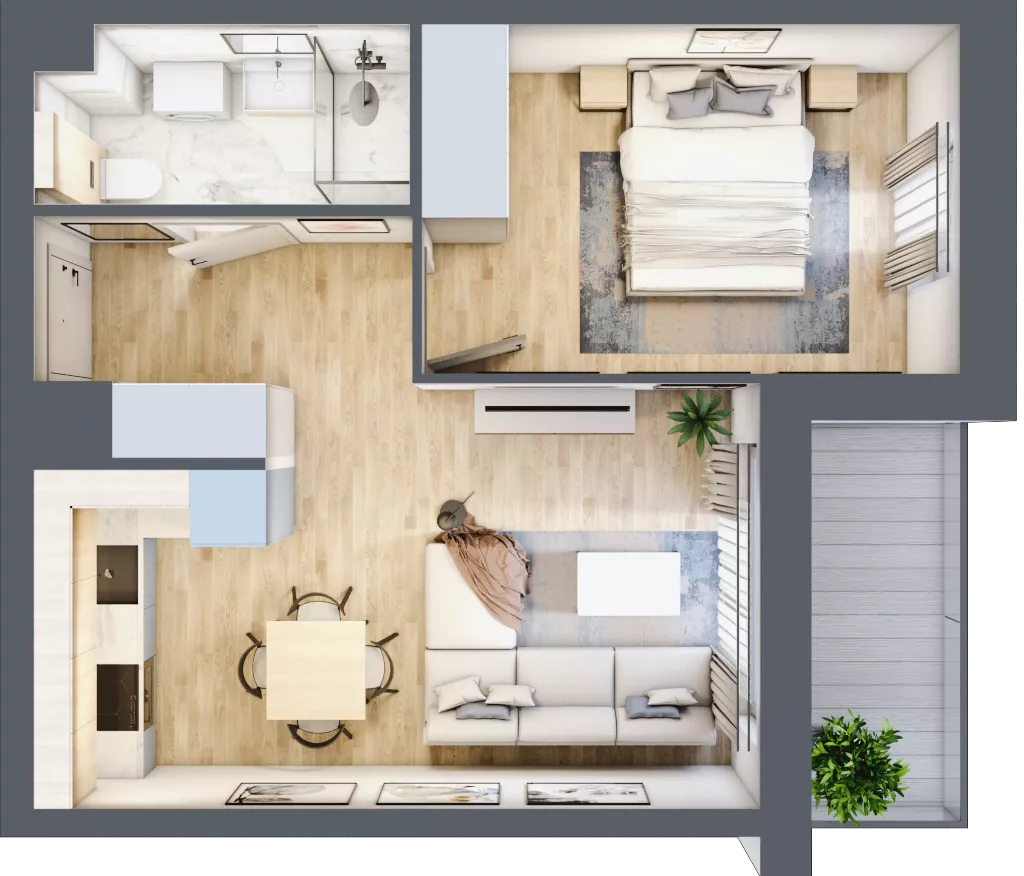 2 pokoje, mieszkanie 38,07 m², piętro 5, oferta nr E.5.2, Nowa Dąbrowa, Gdynia, Dąbrowa, ul. Rdestowa