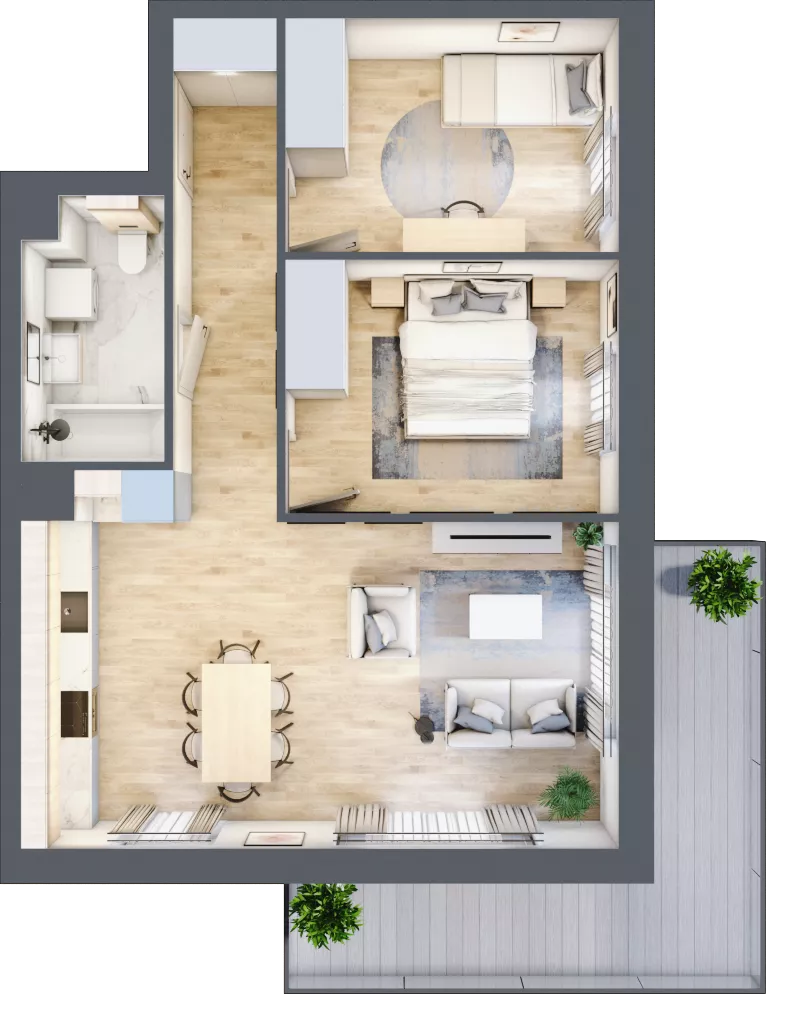 3 pokoje, mieszkanie 59,37 m², piętro 1, oferta nr E.1.8, Nowa Dąbrowa, Gdynia, Dąbrowa, ul. Rdestowa