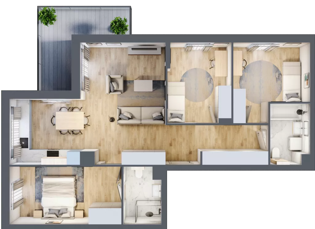 4 pokoje, mieszkanie 83,62 m², piętro 2, oferta nr E.2.6, Nowa Dąbrowa, Gdynia, Dąbrowa, ul. Rdestowa