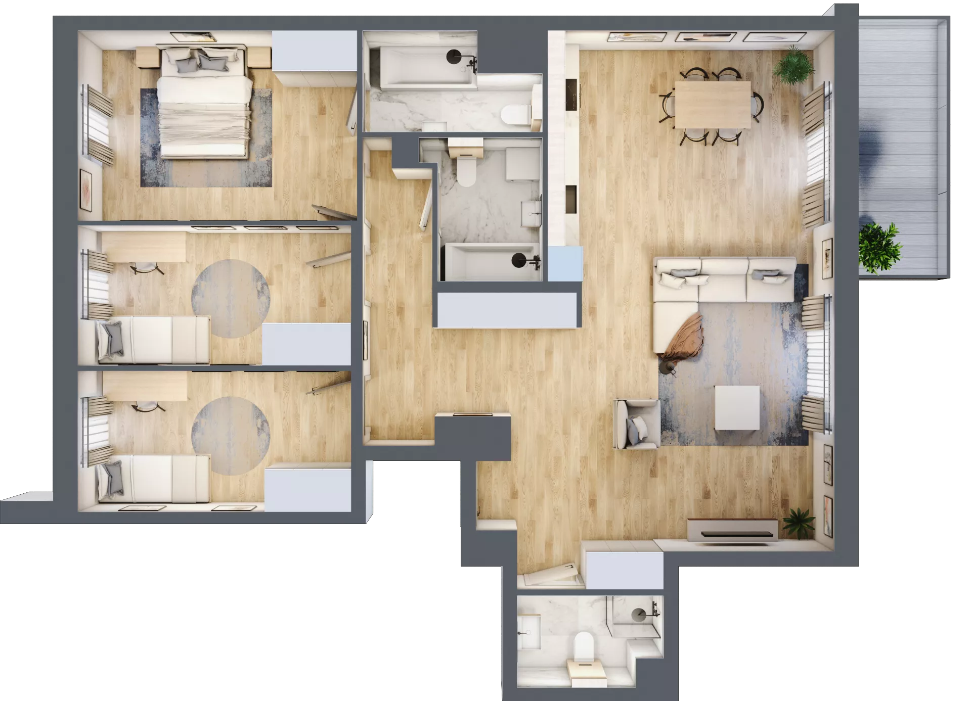 4 pokoje, mieszkanie 107,66 m², piętro 1, oferta nr E.1.5, Nowa Dąbrowa, Gdynia, Dąbrowa, ul. Rdestowa