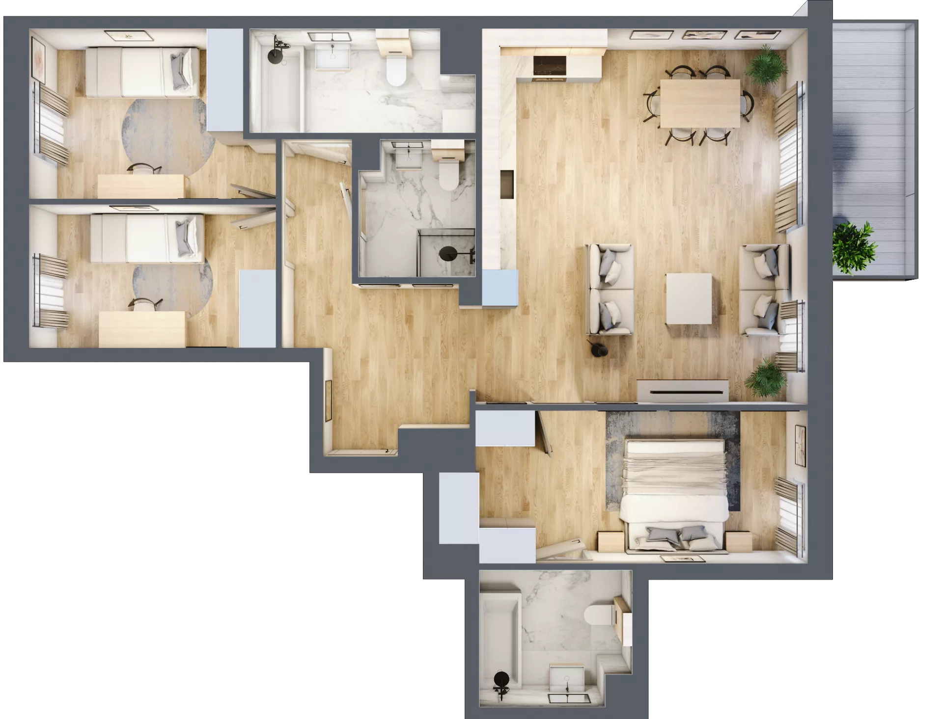 4 pokoje, mieszkanie 95,35 m², piętro 6, oferta nr E.6.2, Nowa Dąbrowa, Gdynia, Dąbrowa, ul. Rdestowa
