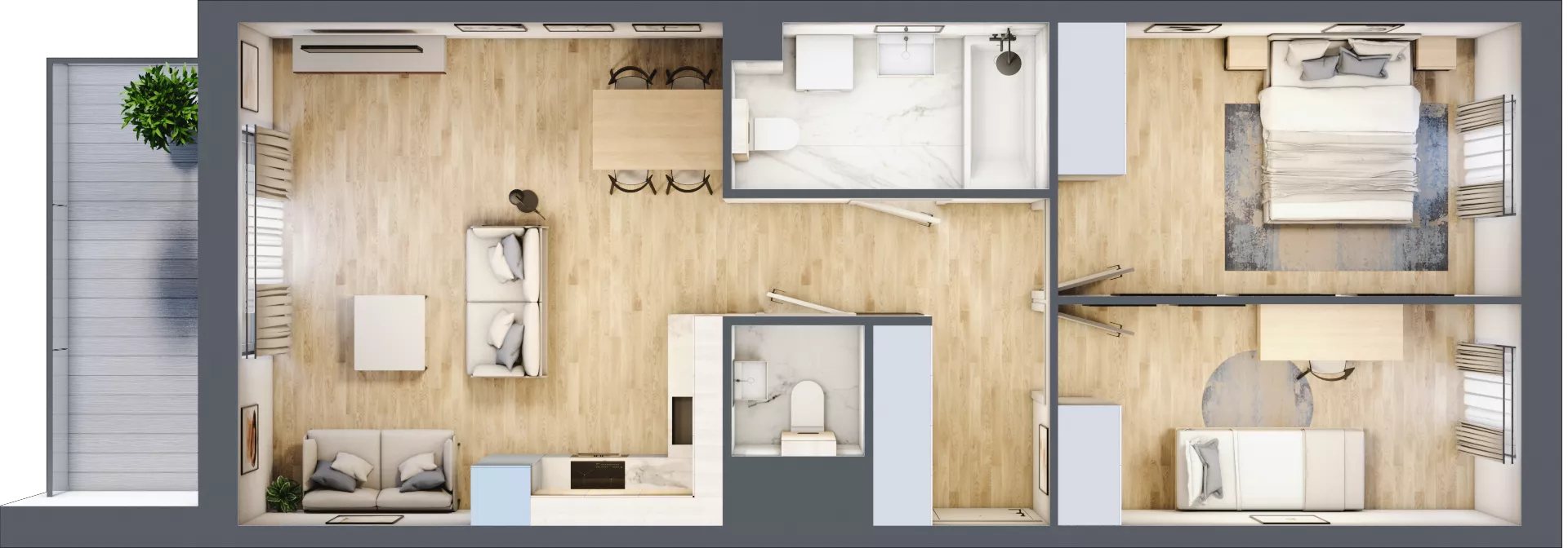 3 pokoje, mieszkanie 62,25 m², piętro 5, oferta nr E.5.12, Nowa Dąbrowa, Gdynia, Dąbrowa, ul. Rdestowa
