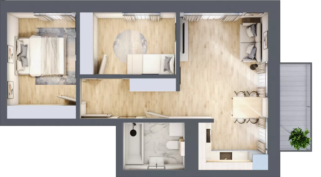 3 pokoje, apartament 49,60 m², piętro 1, oferta nr M.1.12, Rezydencje Lawendowa, Dzierżoniów, ul. Lawendowa