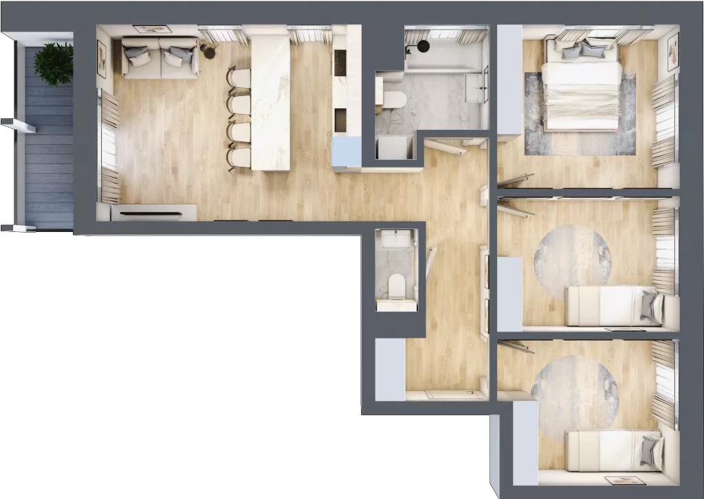 4 pokoje, apartament 68,50 m², piętro 3, oferta nr M.3.1, Rezydencje Lawendowa, Dzierżoniów, ul. Lawendowa