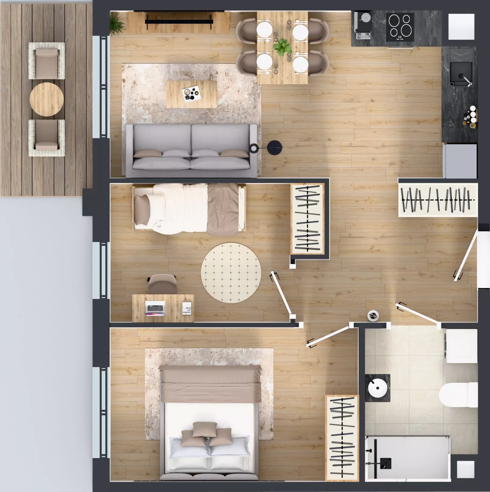3 pokoje, mieszkanie 51,89 m², piętro 2, oferta nr 22.32, Osiedle Pastelowe, Gdańsk, Orunia Górna-Gdańsk Południe, Gdańsk-Południe, ul. Pastelowa