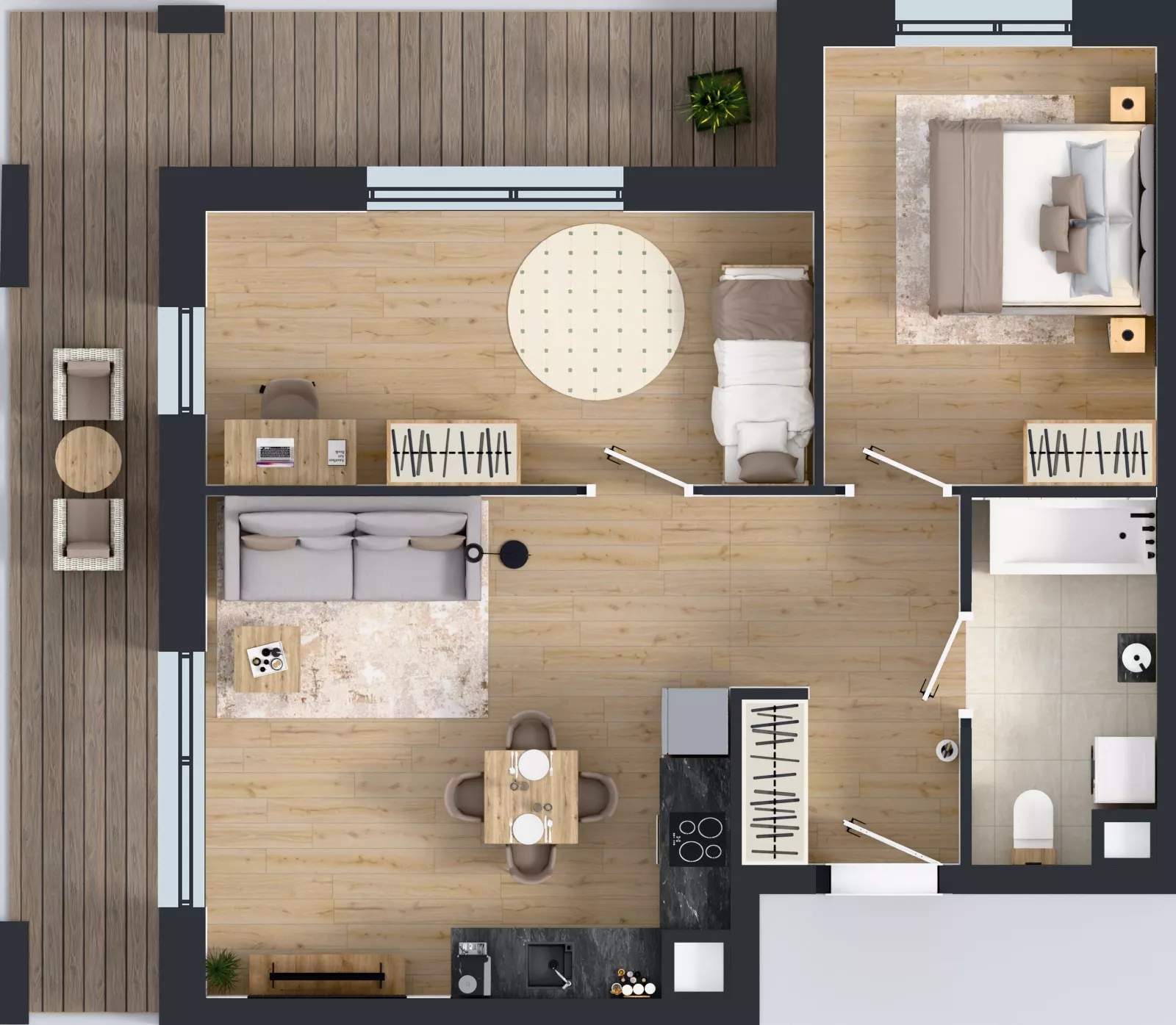 3 pokoje, mieszkanie 59,17 m², piętro 2, oferta nr C.2.M15, ETERNA, Gdańsk, Śródmieście, ul. Stępkarska