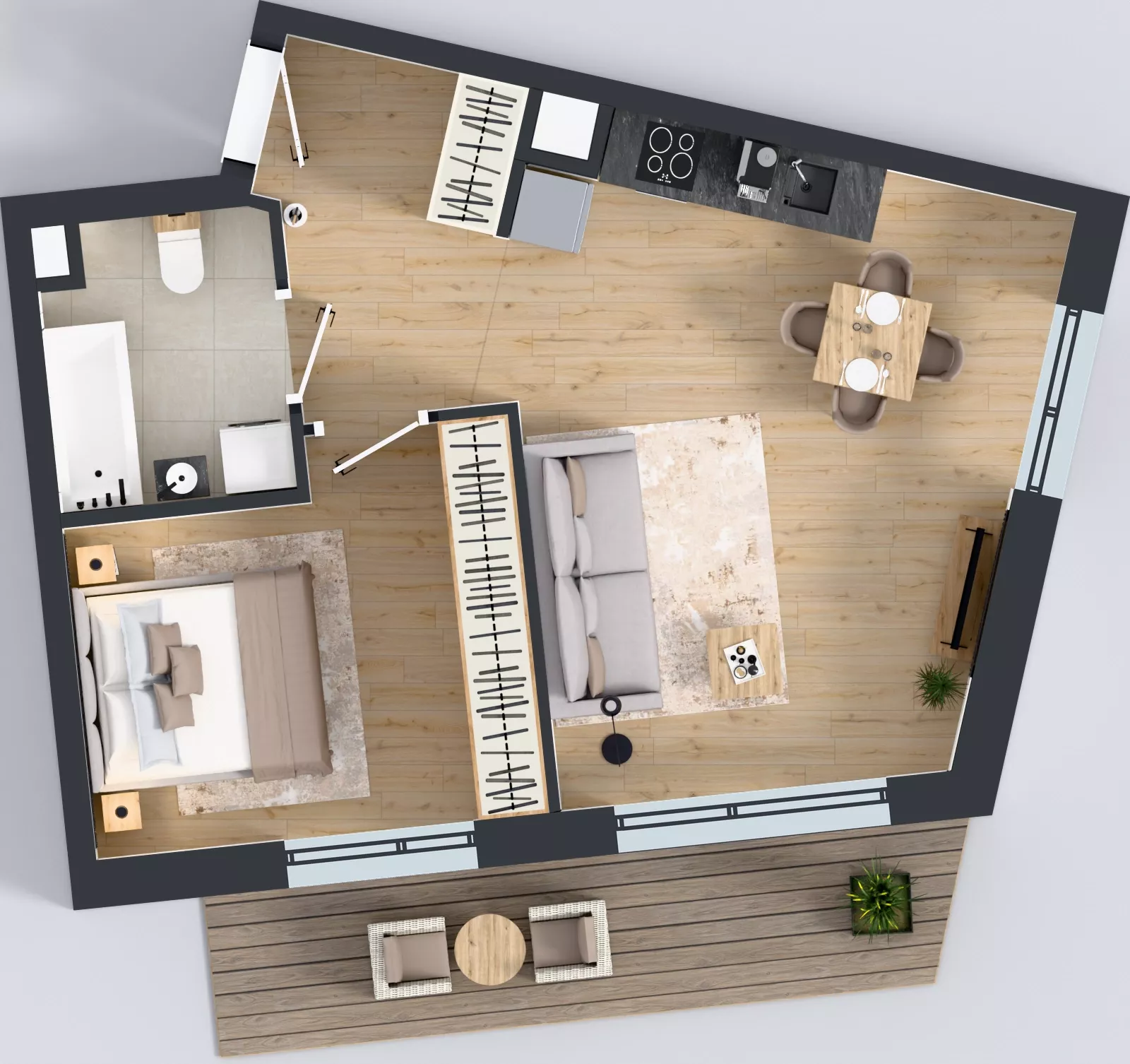 2 pokoje, mieszkanie 43,60 m², piętro 1, oferta nr D.1.M06, ETERNA, Gdańsk, Śródmieście, ul. Stępkarska