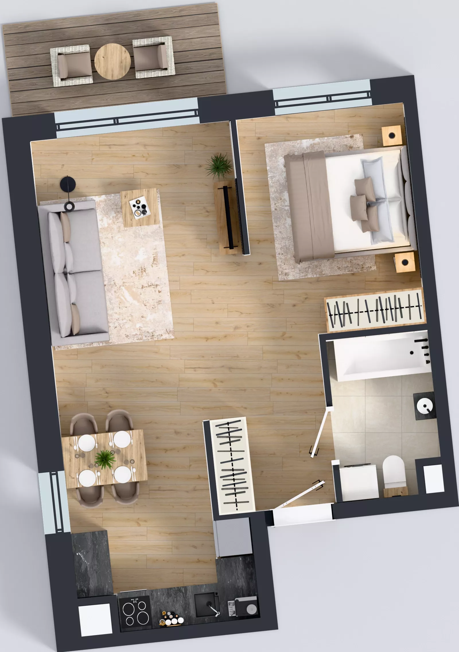 1 pokój, mieszkanie 42,43 m², piętro 2, oferta nr D.2.M02, ETERNA, Gdańsk, Śródmieście, ul. Stępkarska