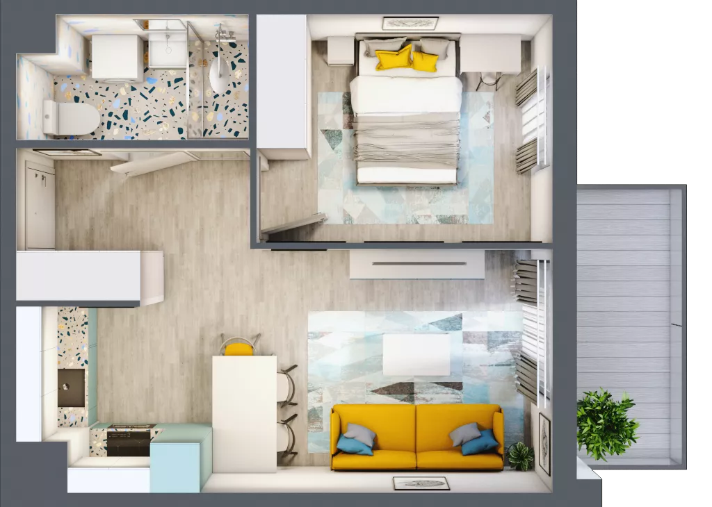 2 pokoje, mieszkanie 36,25 m², piętro 1, oferta nr 21.30, Osiedle Pastelowe, Gdańsk, Orunia Górna-Gdańsk Południe, Gdańsk-Południe, ul. Pastelowa