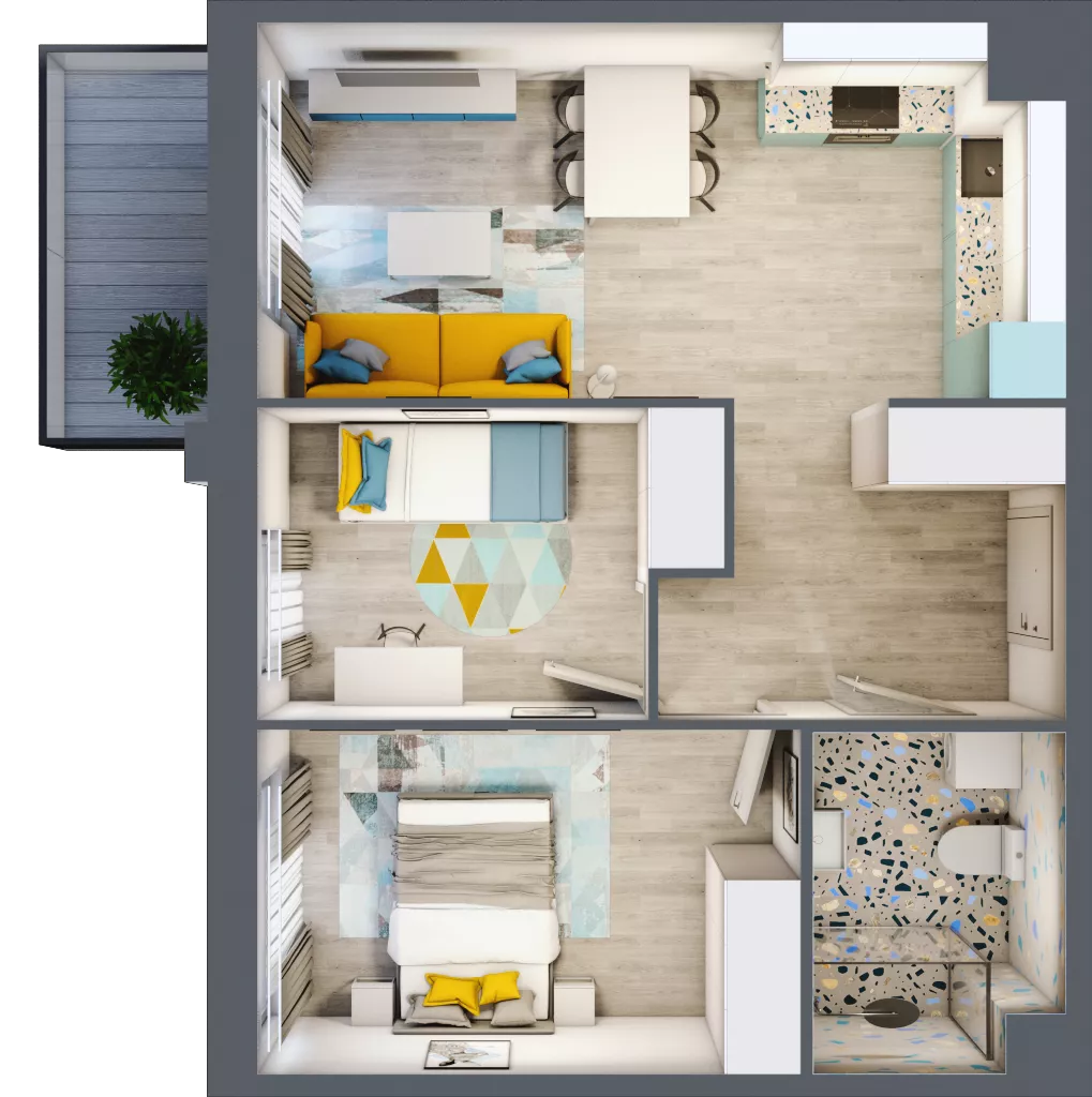 3 pokoje, mieszkanie 50,91 m², piętro 3, oferta nr 22.46, Osiedle Pastelowe, Gdańsk, Orunia Górna-Gdańsk Południe, Gdańsk-Południe, ul. Pastelowa