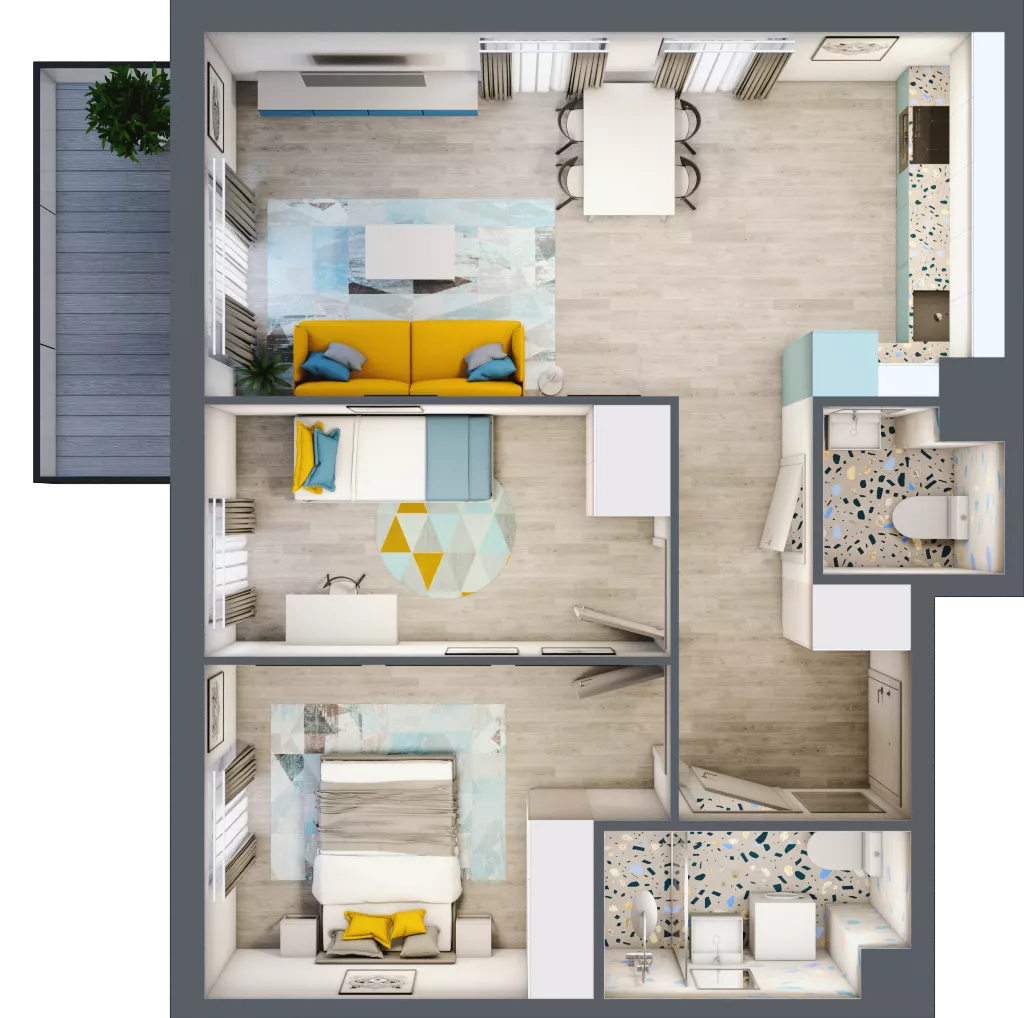 3 pokoje, mieszkanie 59,05 m², piętro 1, oferta nr 22.23, Osiedle Pastelowe, Gdańsk, Orunia Górna-Gdańsk Południe, Gdańsk-Południe, ul. Pastelowa