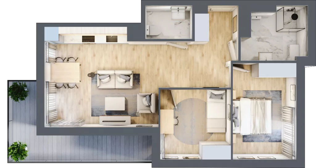3 pokoje, lokal inwestycyjny 56,82 m², piętro 1, oferta nr C4.4 - (U), Solmarina, Wiślinka, ul. Łąkowa