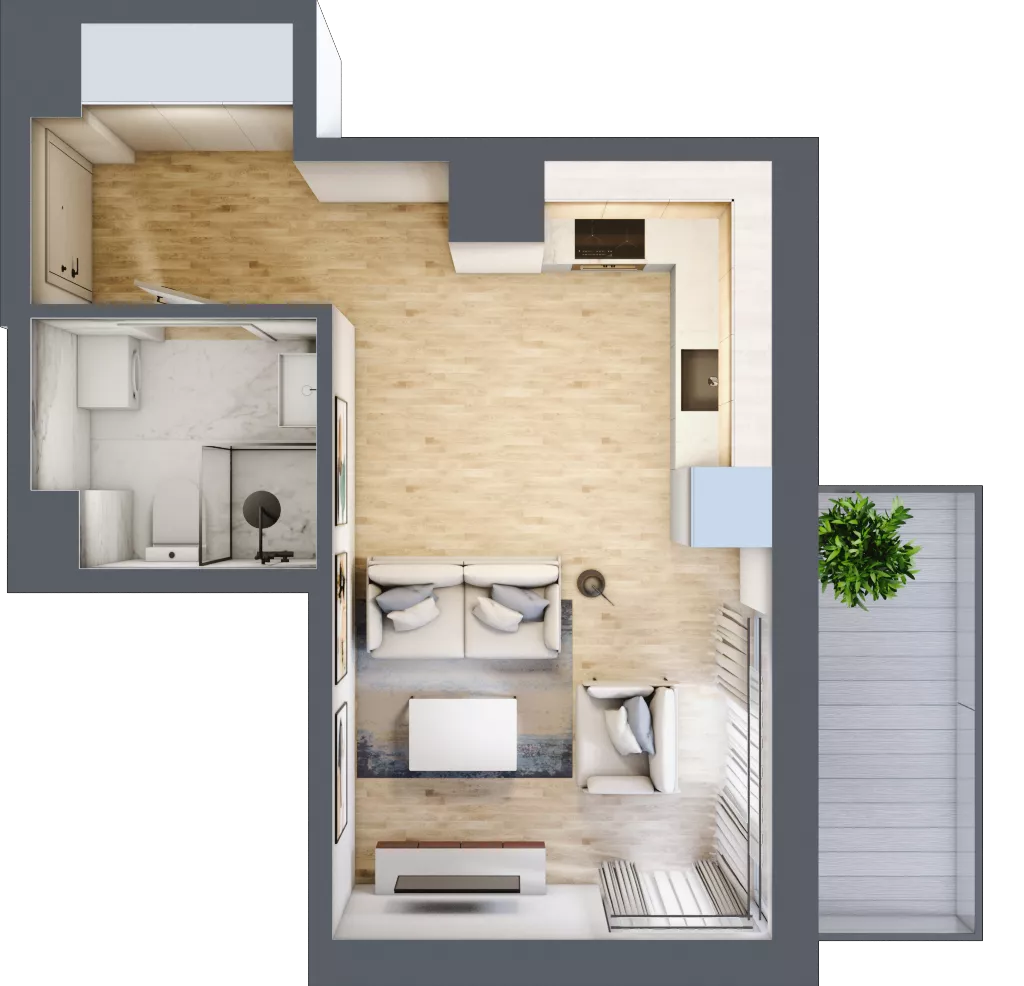 1 pokój, lokal inwestycyjny 26,19 m², piętro 2, oferta nr C8.11, Solmarina, Wiślinka, ul. Łąkowa