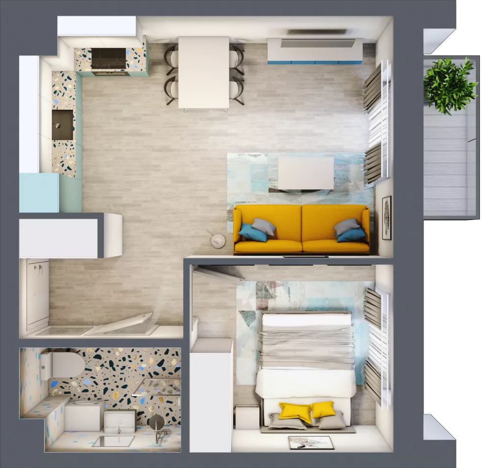 2 pokoje, mieszkanie 36,57 m², piętro 1, oferta nr E1.15, Osiedle Kociewskie III, Rokitki, ul. Tczewska