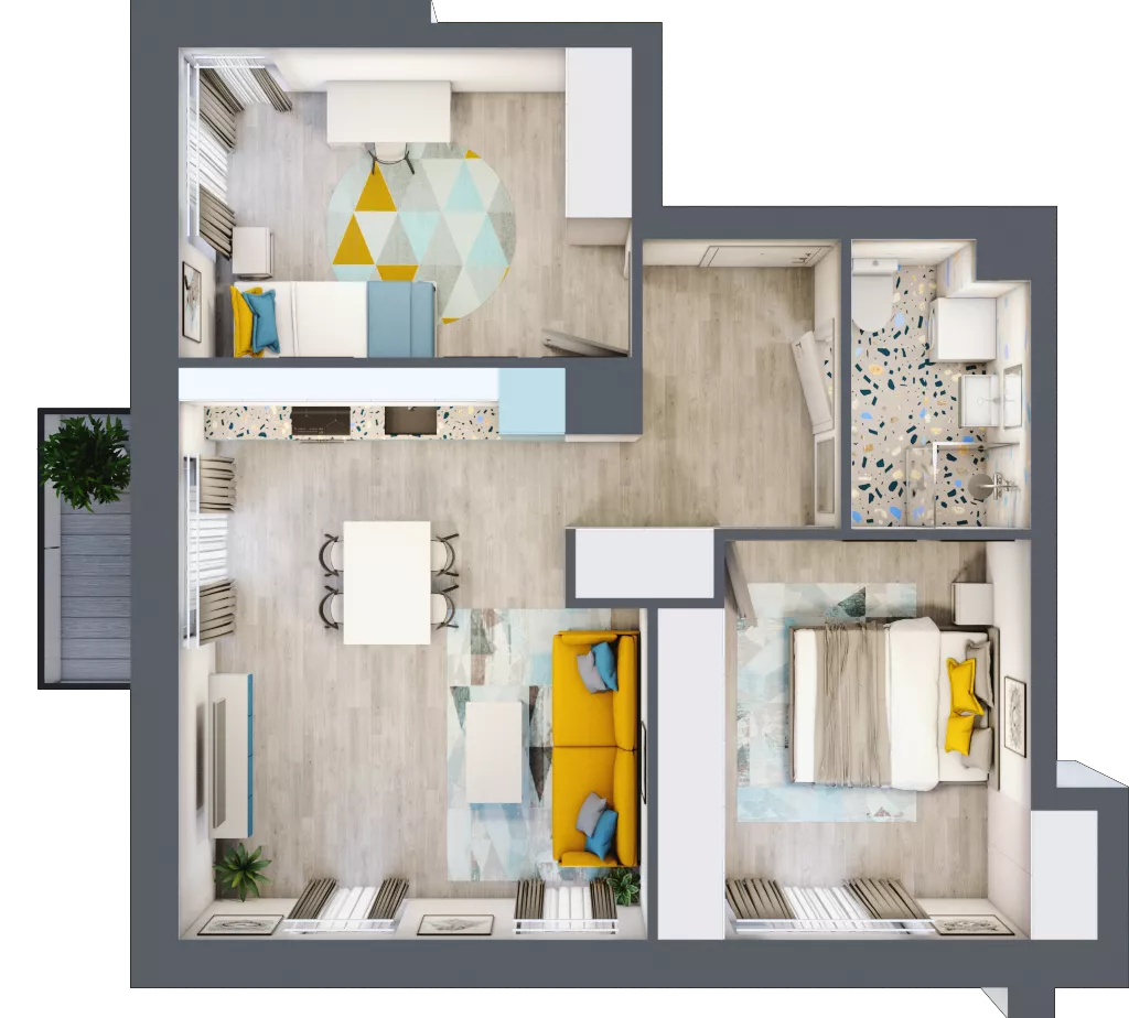 3 pokoje, mieszkanie 55,08 m², piętro 3, oferta nr E1.39, Osiedle Kociewskie III, Rokitki, ul. Tczewska